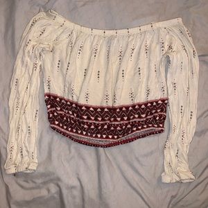 Off the shoulder tribal print crop top